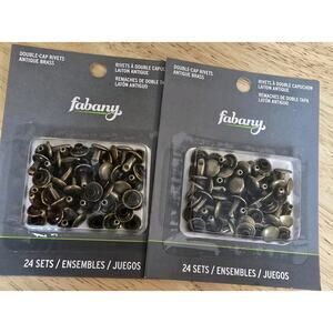 2 Packs(24 Each) Fabany Double Cap Rivets Antique Brass New Sealedarts